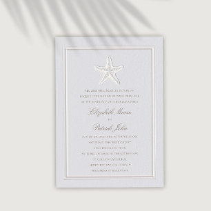 Faux Embossed Starfish Coastal Formal Wedding Invitation