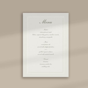 Faux Embossed Triple Frame Traditional Wedding Menu