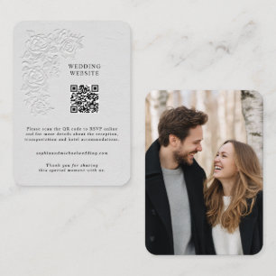 Faux Embossed White Roses Enclosure Card