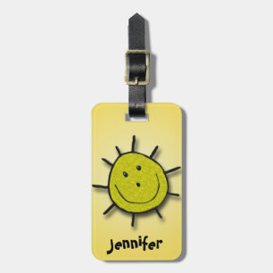 Faux Embrodery Patch Happy Sun Yellow Luggage Tag