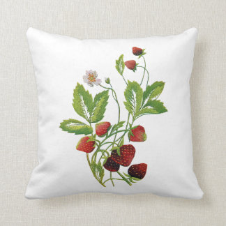 Faux Embroidered Strawberry Pillow