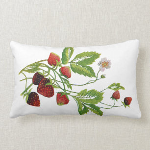 Faux Embroidered Strawberry Pillow