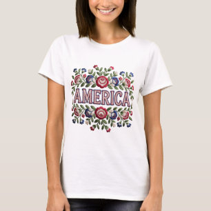 Faux Embroidery America Tshirt