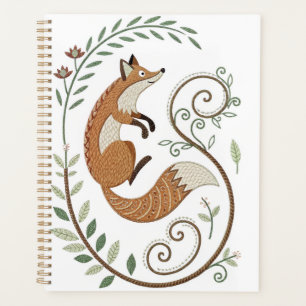 Faux Embroidery Fox – Spiral Bound Journal Planner