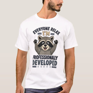 Faux Embroidery Racoon Professionally Developed  T-Shirt
