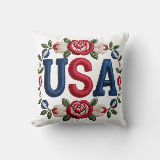 Faux Embroidery USA Cushion