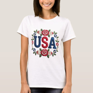 Faux Embroidery USA Tshirt