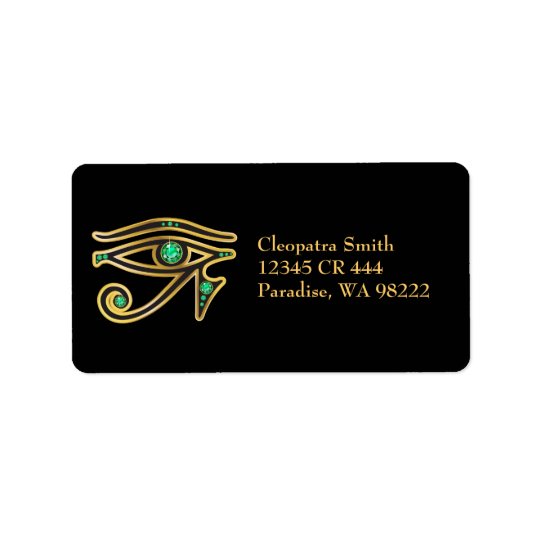 Faux-Emerald Eye of Ra in Gold Address Label