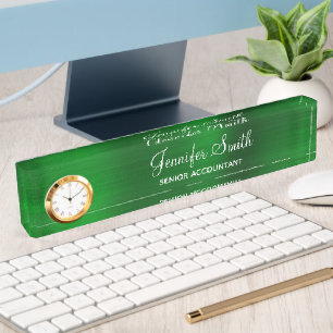 Faux Emerald Green Foil with Job Title Nameplate