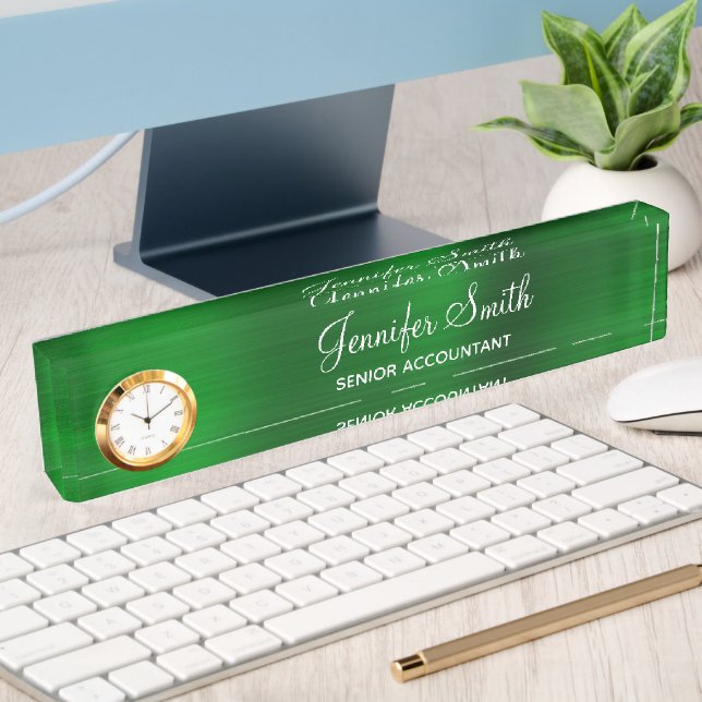 Faux Emerald Green Foil with Job Title Nameplate