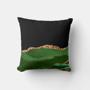 Faux Emerald Green Marbled Agate Contemporary Cushion