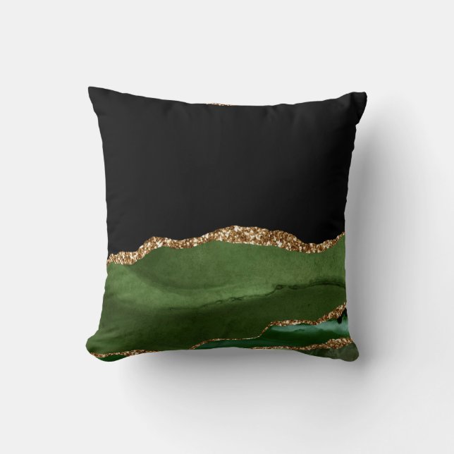 Faux Emerald Green Marbled Agate Contemporary Cushion (Front)