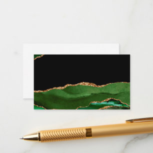 Faux Emerald Green Marbled Agate Contemporary Enclosure Card