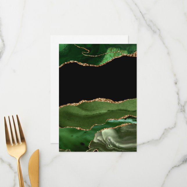 Faux Emerald Green Marbled Agate Contemporary Menu (Front/Back In Situ)