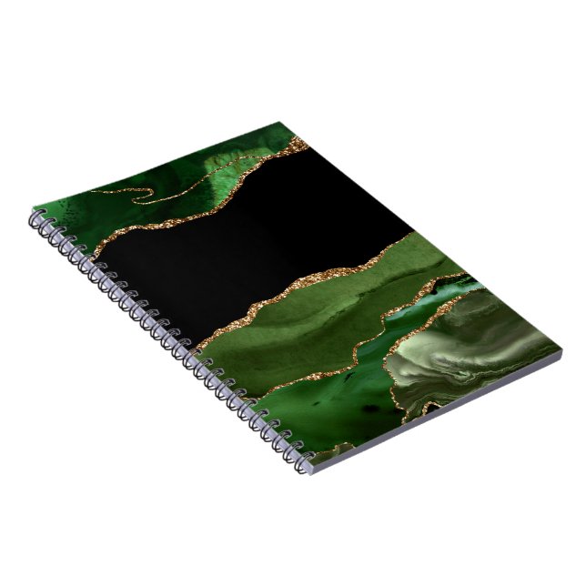 Faux Emerald Green Marbled Agate Contemporary Notebook (Right Side)
