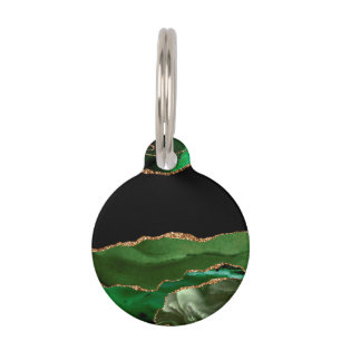 Faux Emerald Green Marbled Agate Contemporary Pet Tag