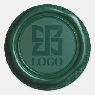 Faux Emerald Green Wax Elegant Business Logo Classic Round Sticker