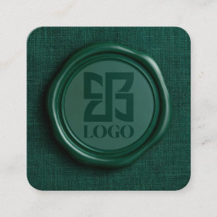 Faux Emerald Green Wax Elegant Business Logo Square Business Card