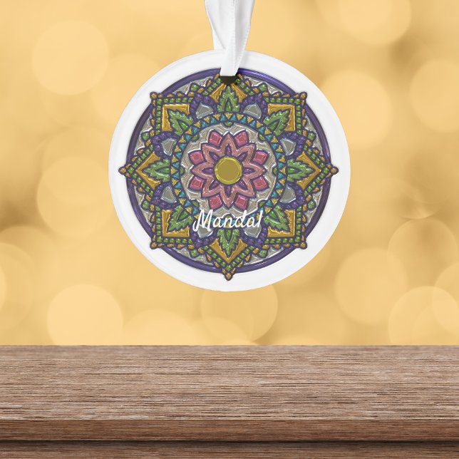 Faux Enamel Mandala Monogrammed Ornament (Creator Uploaded)