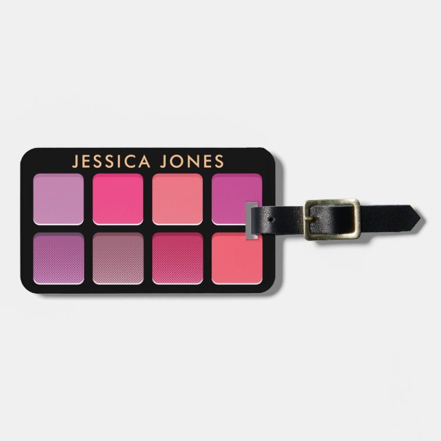 Faux Eyeshadow Makeup Pallete Pink  Luggage Tag (Front Horizontal)