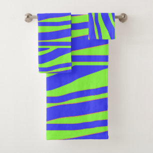 Faux Fantasy Animal Print Blue Green Bath Towel Set