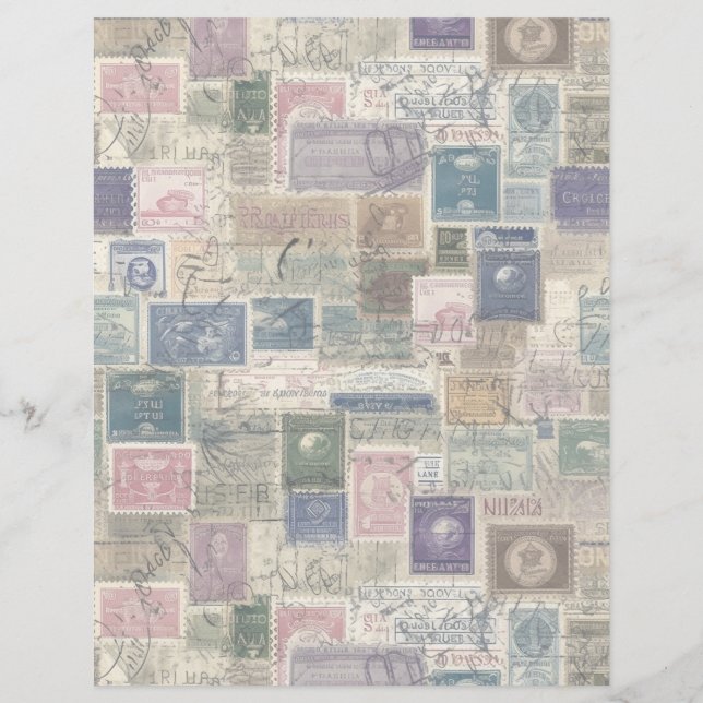 Faux Fantasy Postage Stamp Collage 4 (Back)