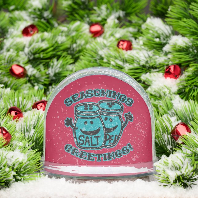 Faux Felt Style Salt & Pepper Seasonings Greetings Snowglobe (Christmas)