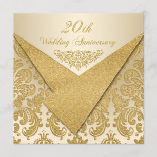 FAUX Flaps Damask 20th Anniversary Invitation