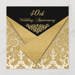 FAUX Flaps Damask 40th Anniversary Invitation