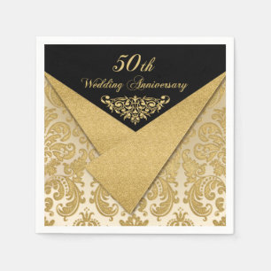 FAUX Flaps Damask 50th Wedding Anniversary Napkins