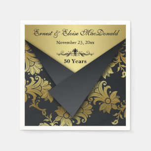 FAUX Flaps Floral 50th Wedding Anniversary Napkins
