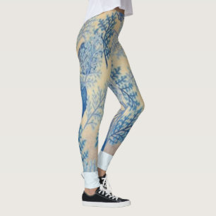 "Faux Floral Blue Body Tattoo" Yoga Pants Leggings