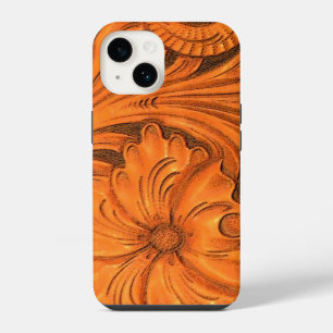 Faux Floral Tooled Leather Horse Saddle iPhone 14 Case