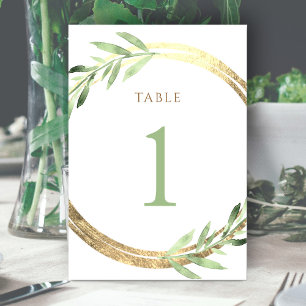 faux foil and green leaves Table Number 1