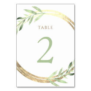 faux foil and green leaves Table Number 2