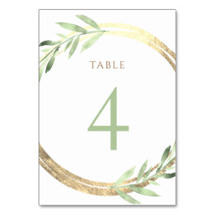 faux foil and green leaves Table Number 4