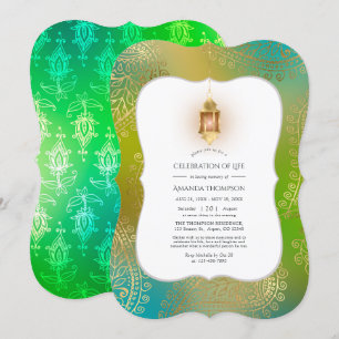 Faux Foil Arabian Bollywood Celebration of Life Invitation