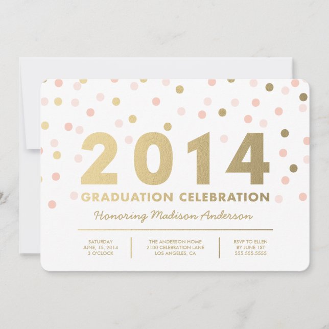 Faux Foil Confetti | Graduation Invitation (Front)
