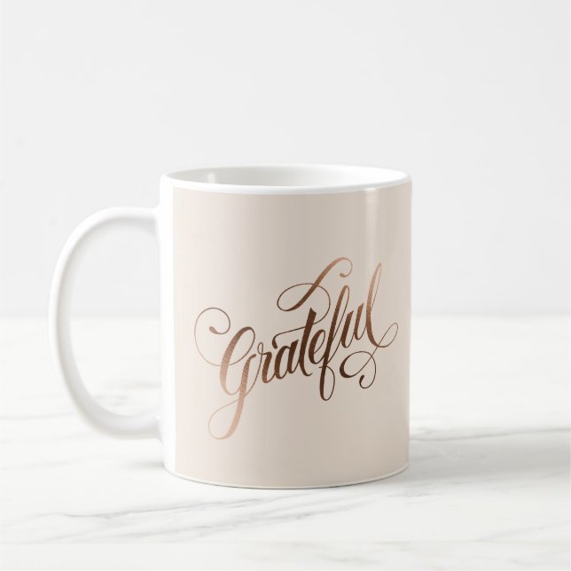 Faux-foil Elegant Grateful Script for Thanksgiving Coffee Mug (Left)