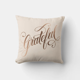 Faux-foil Elegant Grateful Script for Thanksgiving Cushion
