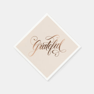 Faux-foil elegant Grateful script for Thanksgiving Napkin