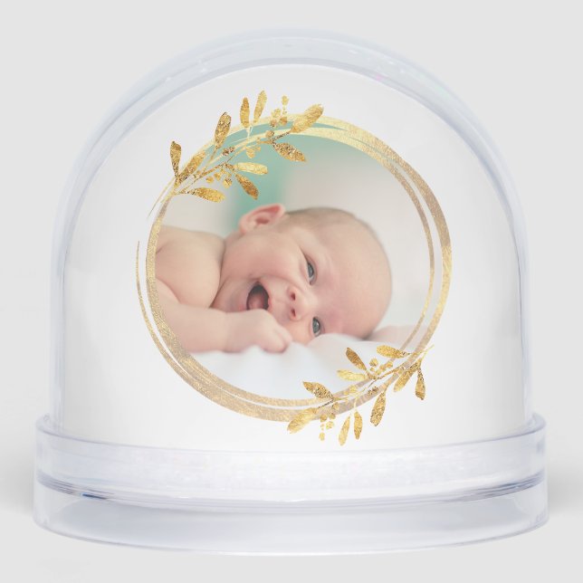 faux foil frame Merry Christmas new baby  Snowglobe (Front)