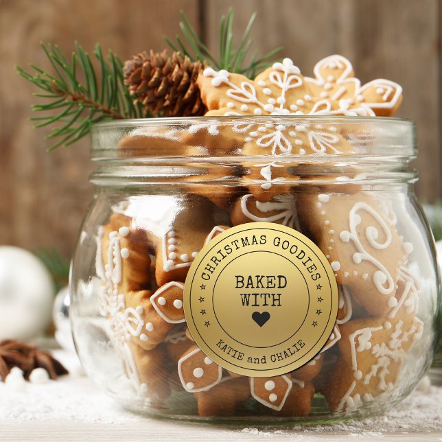 Faux Foil Gold Christmas Goodies Classic Round Sticker (Faux Foil Gold Christmas Goodies Classic Round Sticker)