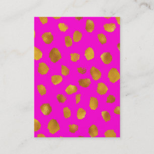 Faux Foil Gold Dots Pattern Hot Pink Background Business Card