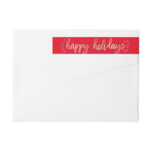 Faux Foil Gold Happy Holidays Return Address Label
