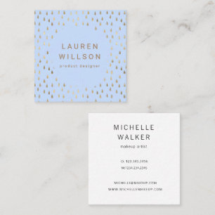 Faux Foil Gold Rain Drops Trendy Square Business Card
