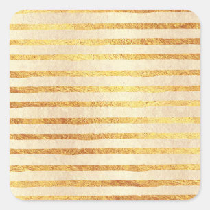 Faux Foil Gold Stripe Background Stripes Texture Square Sticker