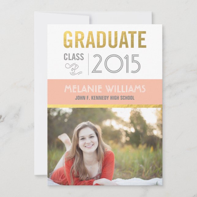Faux Foil Graduate Invitation (Front)