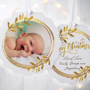 faux foil greenery frame Merry Christmas Tree Decoration Card