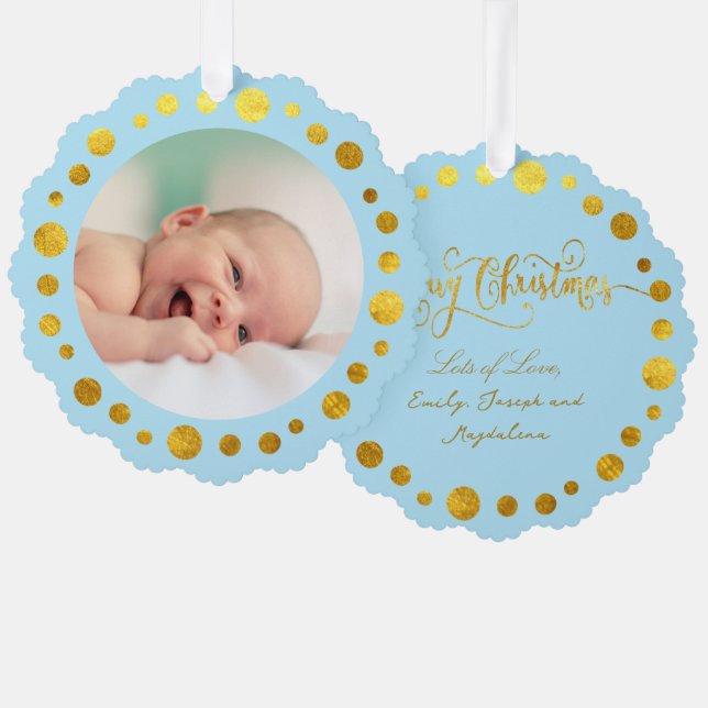 faux foil new baby boy tree decoration card (Front/Back)